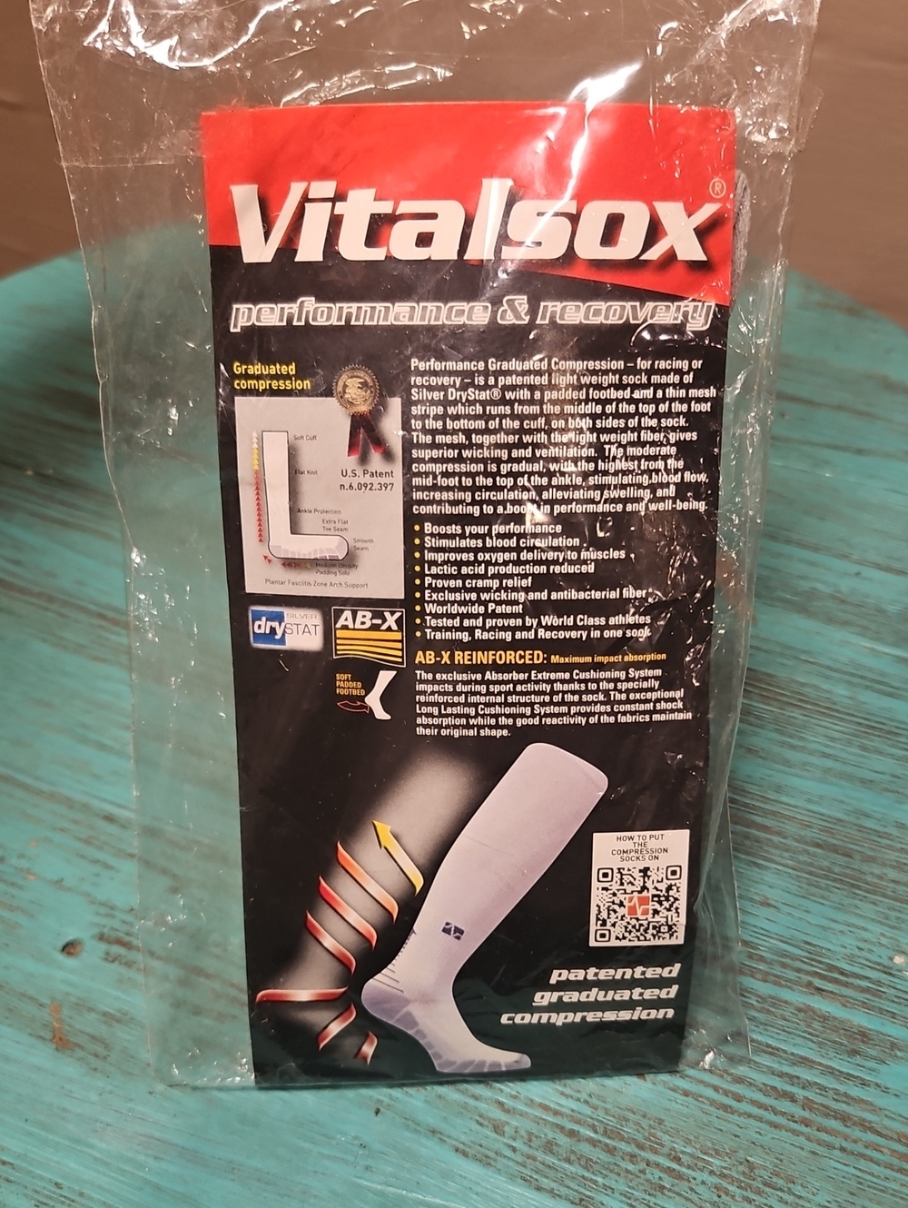 Vitalsox Performance & Recovery Compression Socks - Black/Grey  Medium Men/Women